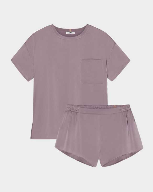Washable Silk Tee & Shorts Pajama Set